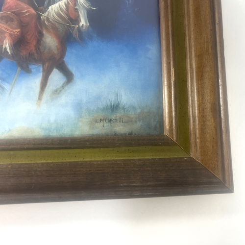 Indianer Druck gerahmt M. Caroselli 11”x13” Reiter Büffel in Wolke - Bild 7 von 13