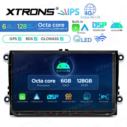 AUTORADIO ANDROID STEREO 6/128GB AUTO VOLKSWAGEN SEAT SKODA GOLF POLO QLED - Foto 3 di 14