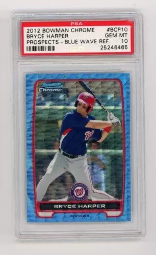 2012 Bowman Chrome Bryce Harper BCP10 Blue Wave Refractor PSA 10 Gem Mint SP
