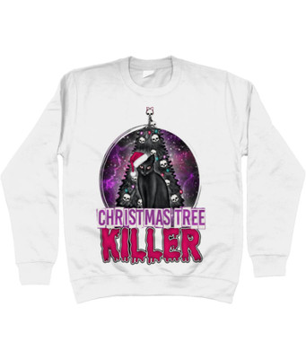 UNISEX CHRISTBAUMKILLER KATZE, GOTHIC WEIHNACHTEN SWEATSHIRT/PULLOVER