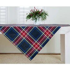 Solino Home 100% Pure Linen Table Throw Dining Kitchen Party Decor Stewart Plaid