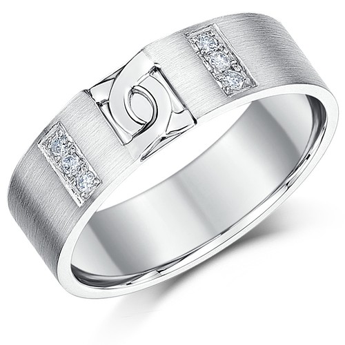 Bague en Argent 925 Ensemble de Diamants 'D'Lien Motif Mariage Bande 4mm 6mm