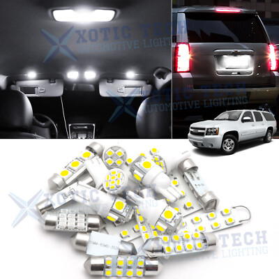 White LED Interior Tag Light Bulb Package Kit for Chevy Suburban Tahoe 2007-2014