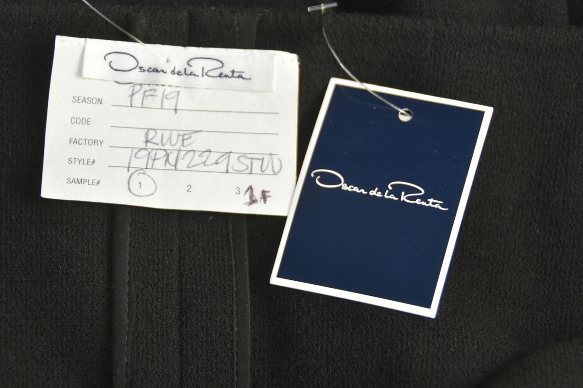 $2190 NEW Oscar de la Renta Stretch Wool Bow Wrap Black MIDI