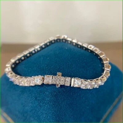 4MM Princess Cut Lab Created Diamond Women Tennis Bracelet 14K White Gold Plated - image 1 of 4