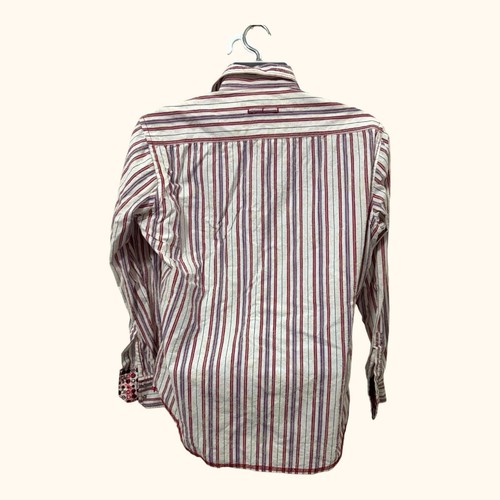 Georg Roth Mens Flip Cuff Contrast Pink Striped Pearl Snap Western Shirt Size L - Picture 4 of 12