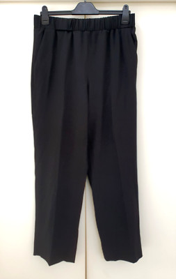 Neu mit Etikett COS schwarze lockere Wollhose - elastischer Bund - UK 14 - neu mit Etikett