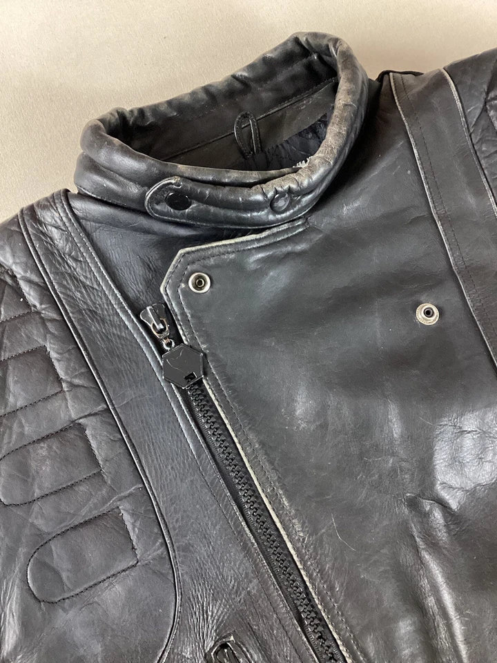 Vintage Dafy Moto Leather Biker Jacket Cafe Racer Jacket Cowhide EU Size 52 42” - Image 2 of 4