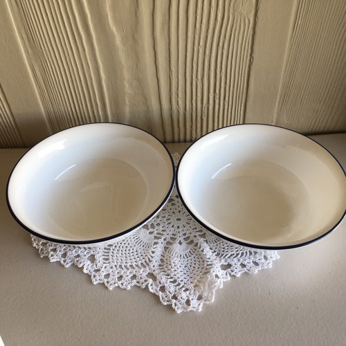 2 x Corelle Cereal/Soup Bowls. White with Dark Blue Rim.NEW - Picture 2 of 6