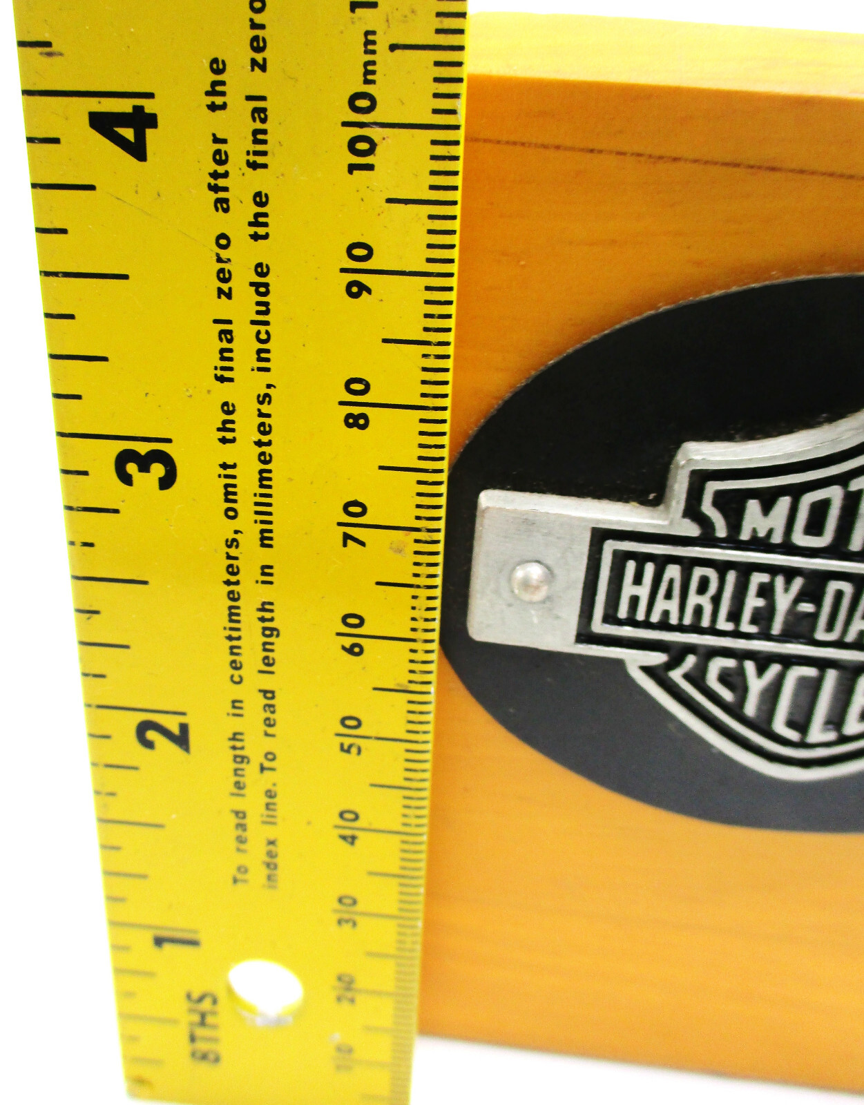 Harley Davidson Wood Desk Set Metal Logo 2000 Brown B… Gem