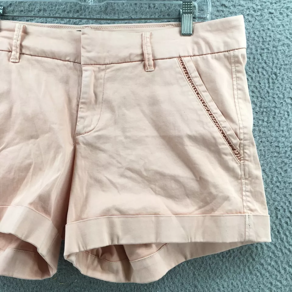 Dear John Chino Short Pants Womens 32 Solid Pink Cotton Blend Mid Rise Zip NEW - Image 3 of 4