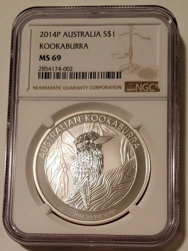 Australia 2014 P 1 oz Silver Dollar Kookaburra MS69 NGC