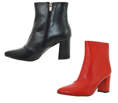 Mezzo stivale scarpe donna con tacco largo e zip tronchetto stivaletto |  eBay