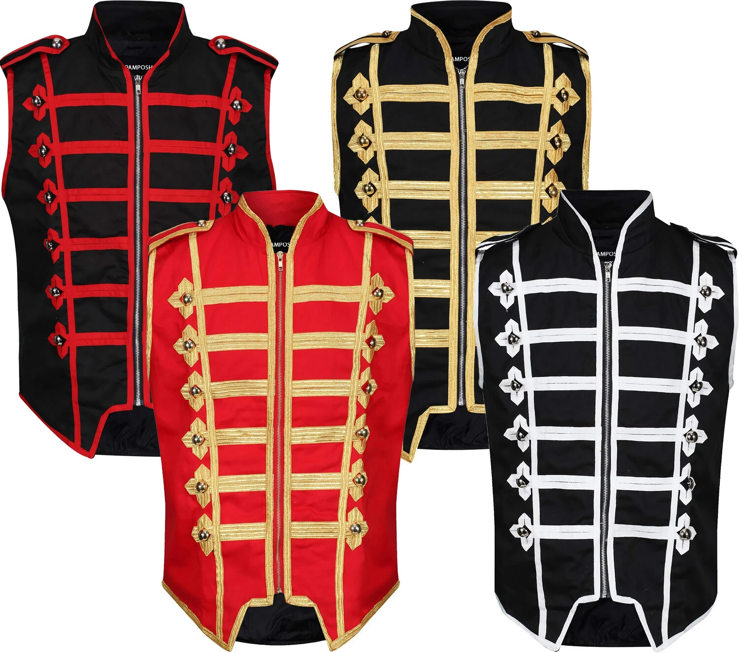 Mens Vest Military Hussar Drummer Tunic Lightweight Sleeveless Parade Jacket
