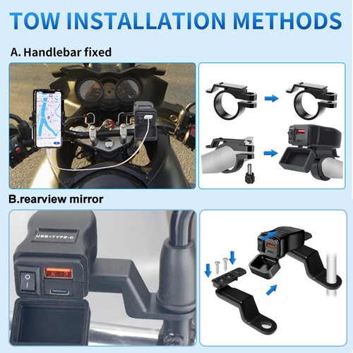 Waterproof USB Car Charger CellPhone Quick Charger For Moto Electric Bike Tuktuk - 第 8/13 張圖片