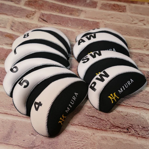Golf Protective Iron Cover Miura White Black color 10 pieces Headcover One Set - Picture 12 of 13