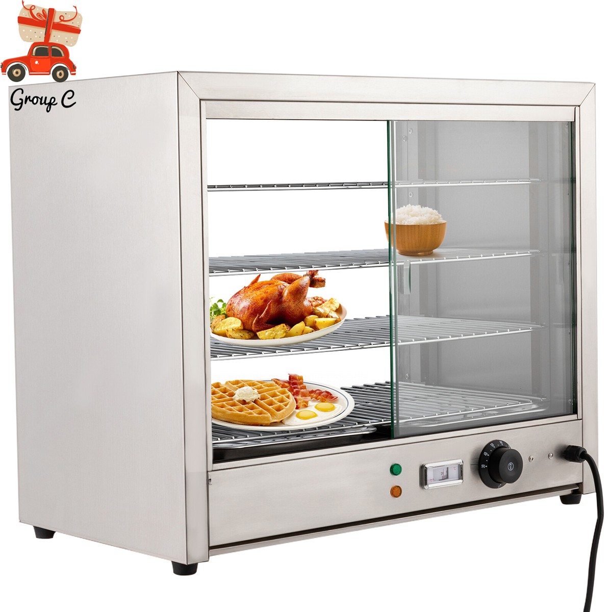 4-Tier Commercial Food Warmer Display Case Countertop Pie Pizza