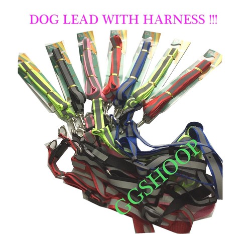 DOG HARNESS WITH LEAD SMAL PUPPY PET LEASH COLLAR SOFT ADJUSTABLE VEST WITH CLIP