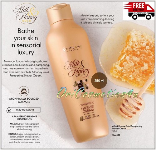 Oriflame Milk & Honey Gold Pampering Shower Cream and Smoothing Sugar Scrub - Picture 4 of 8