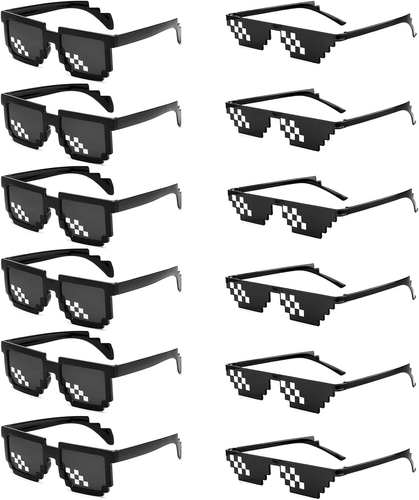 12 Pack Thug Life Party Sunglasses 8 Bit Pixel Glass Multicolor Mosaic Gamer MLG - Picture 12 of 12