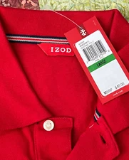 Izod Heritage Polo Shirt, Large, short sleeve, red, NEW