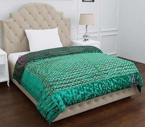 Indian Satin Silk Quilt, Handmade Cotton Filled Quilt, Hand Stiched Satin Quilt - Picture 124 of 151