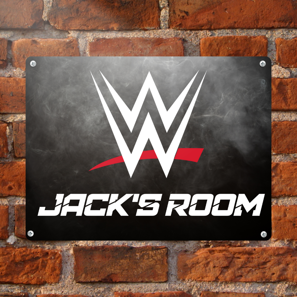 Custom Personalised Aluminium Metal Sign WWE Wrestling Name Bedroom Door Sign