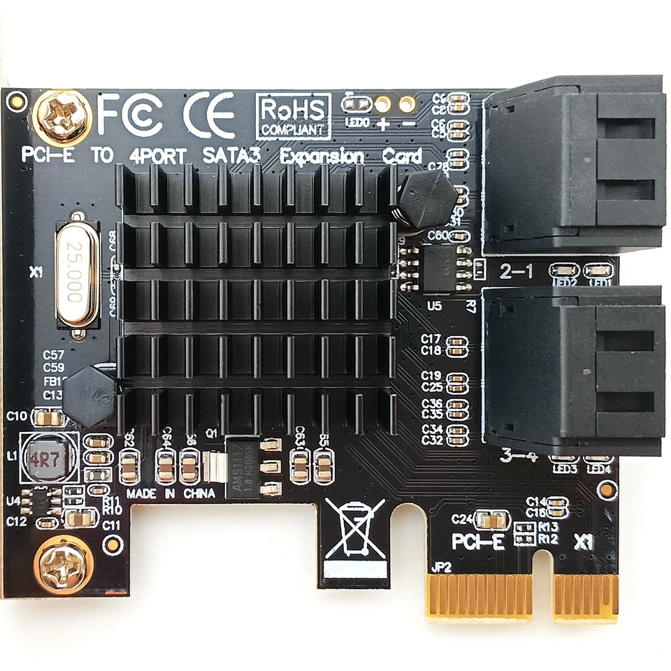 PCIe X1 to SATA 3.0 4 Port Controller SSD HDD DVD Drive Expansion Adapter Card - Image 3 of 4