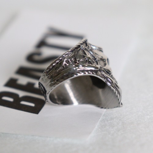 Men's Pirate Skull Compass Anchor Punk Stainless Steel Ring Men Size 10 New Gift - Picture 10 of 11