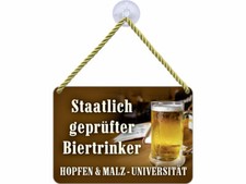 Kulth&auml;nger Blechschild Staatlich gepr&uuml;fter Biertrinker KH121