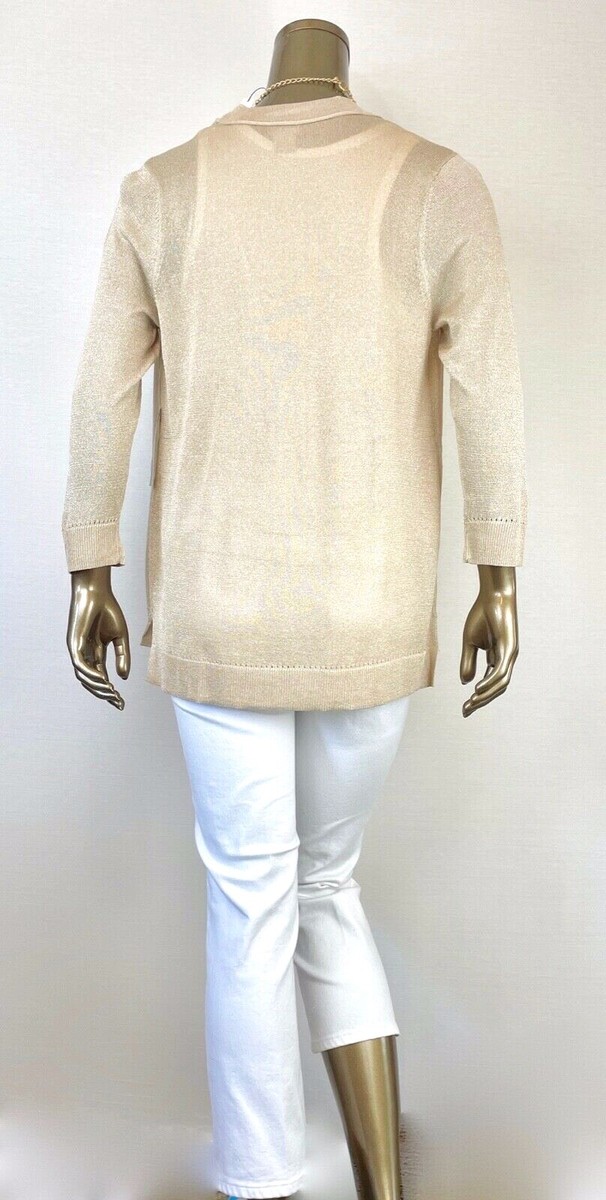 CHICO'S $96 NWT SIZE-1 SHIMMERING SAND LIGHTWEIGHT GARDIGAN