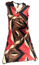 Lauren Ralph Lauren Dress Medium Abstract Faux Wrap Sleeveless Midi Night Out