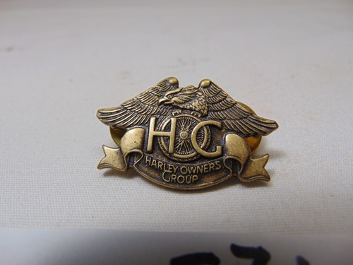 HOG Harley Owner Group 1983 Eagle Crest Vest Jacket Hat Lapel Double Pin Used