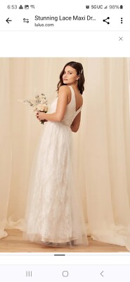 Lulus Sweet Love Ivory Lace Beaded Maxi Wedding Dress Size S Small Off White | eBay Lulus Sweet Love Ivory Lace Beaded Maxi Wedding Dress Size S Small Off White | eBay