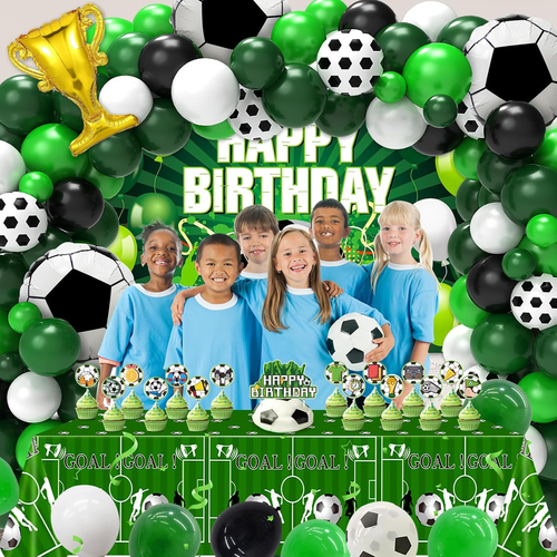 Soccer Party Decorations 122Pcs Birthday Supplies Balloons Banner Tablecloth Set - Picture 4 of 12