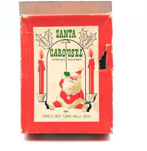 Portacandele vintage Holt Howard giostra di Babbo Natale con scatola originale Natale 1964
