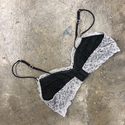 Honeydew Bralette White Lace Black Thin Straps S - Picture 3 of 4