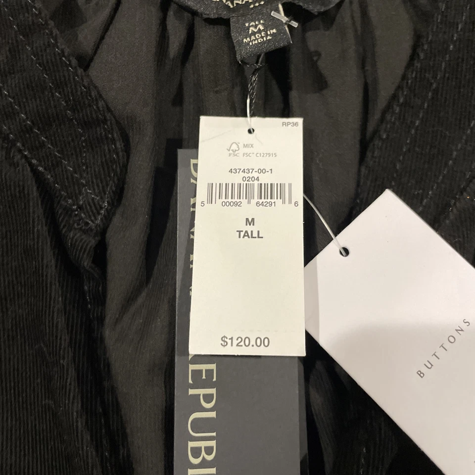 Nuevo Vestido de Pana Negro Banana Republic Para Mujer Talla Mediana Alto Foto 3 de 4