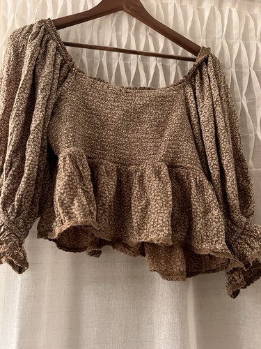 Free People Women'sTop Brittnee Print Smocked Peplum Cropped Top medium - Bild 8 von 8