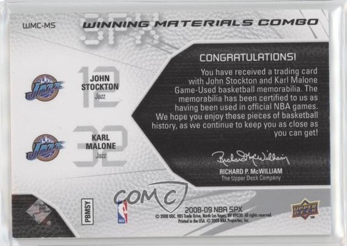 2008-09 SPx Winning Materials Combo Karl Malone John Stockton #WMC-MS HOF - Picture 2 of 3