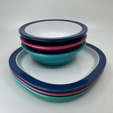 OXO Tot Melamine Plates Bowls Set of 6 Navy Pink Teal Toddler Dishwasher Safe