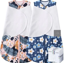 2 BSTOPPT Newborn Sleep Sacks Swaddles Wearable Blanket 3-6M Gerbera/tulips New