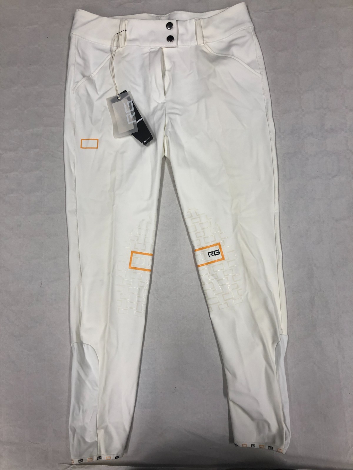 Pantalon équitation femme RG blanc haute couture équestre avec détails grip luxe