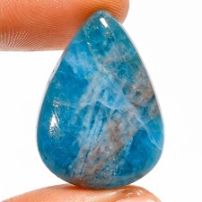 100% Natural Neon Blue Apatite Pear Cabochon Gemstone 28.5 Ct 26X19X6 mm UG-5423
