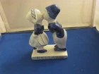 Vintage Miniature HOLLAND Collectible Kissing Couple Traditional Blue White 5"