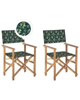 Zwei GartenstüHle Helles Akazienholz Textil Cremeweiß / DunkelgrüN Oliven Cine