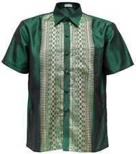 Men  s Traditional Thai Button Up Shirt Short Sleeve Point Collar Multi Color