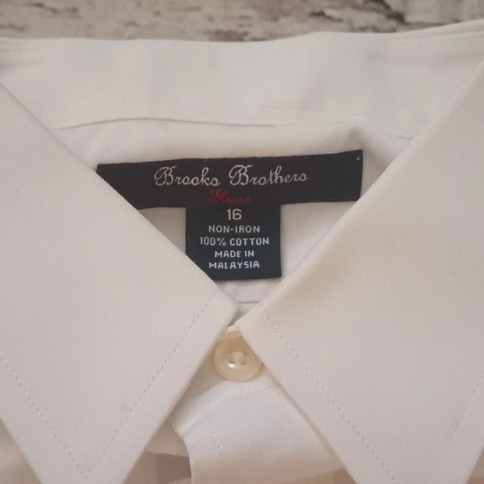 Brooks Brothers Red Fleece White Boys Long Sleeve Cotton Button Up Shirt 16 - Image 2 of 4