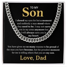 To My Son from Dad Necklace Cuban Link Chain Father and Son Jewelry Proud of You