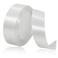Solid Color Satin Ribbon - 1" x 25 Yards - White Fabric - 1" x 25 Yards